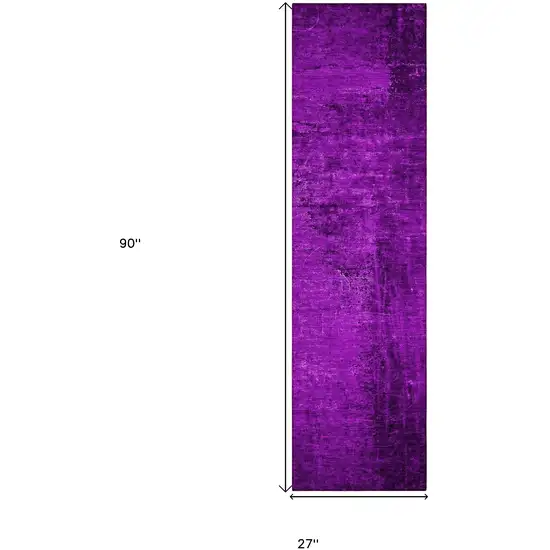 8' Runner Purple Abstract Washable Non Skid Indoor Outdoor Runner Rug Photo 3