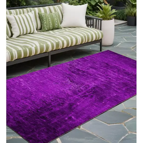 Purple Abstract Washable Non Skid Indoor Outdoor Runner Rug Photo 1