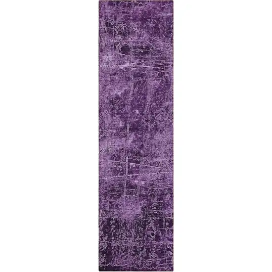 Purple Abstract Washable Non Skid Indoor Outdoor Runner Rug Photo 5