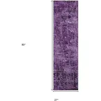 Photo of 8' Runner Purple Abstract Washable Non Skid Indoor Outdoor Runner Rug