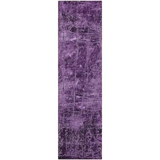 Purple Abstract Washable Non Skid Indoor Outdoor Runner Rug Photo 4