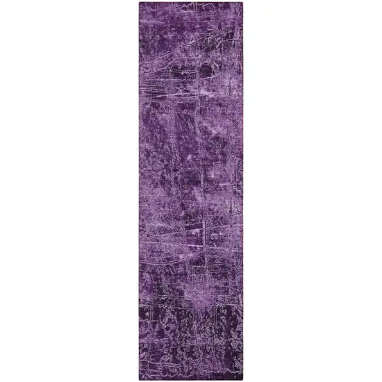 Purple Abstract Washable Non Skid Indoor Outdoor Runner Rug Photo 2