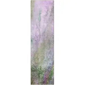 Photo of 8' Runner Purple Abstract Washable Non Skid Indoor Outdoor Runner Rug