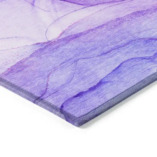 8' Purple Abstract Washable Non Skid Indoor Outdoor Runner Rug Photo 6