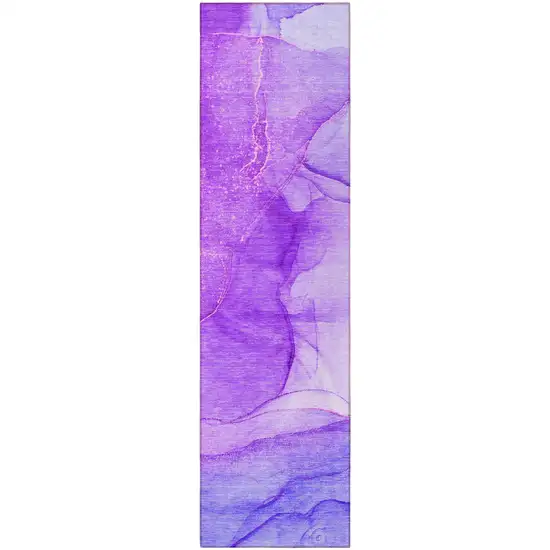 Purple Abstract Washable Non Skid Indoor Outdoor Runner Rug Photo 5