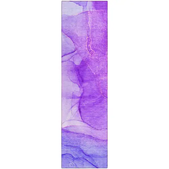 8' Purple Abstract Washable Non Skid Indoor Outdoor Runner Rug Photo 2