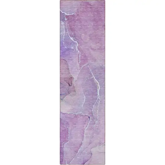 Purple Abstract Washable Non Skid Indoor Outdoor Runner Rug Photo 4