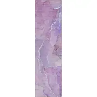 Photo of 8' Runner Purple Abstract Washable Non Skid Indoor Outdoor Runner Rug