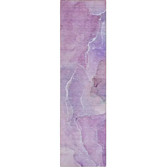 8' Runner Purple Abstract Washable Non Skid Indoor Outdoor Runner Rug Photo 2