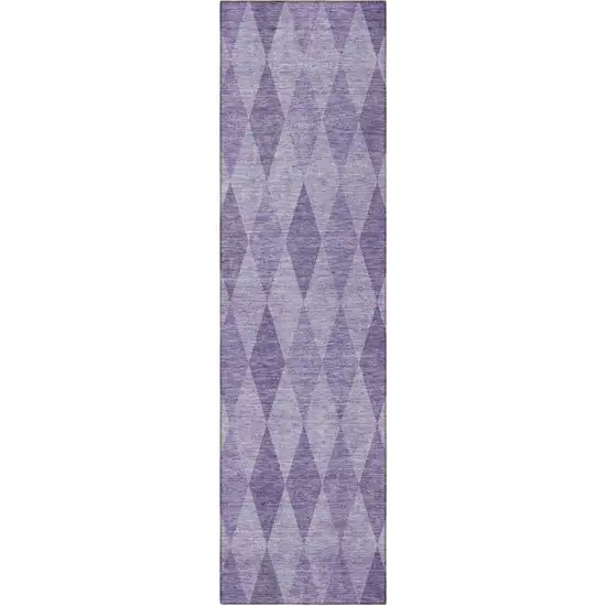 8' Runner Purple Geometric Washable Non Skid Indoor Outdoor Runner Rug Photo 5