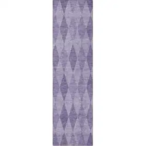 Photo of 8' Runner Purple Geometric Washable Non Skid Indoor Outdoor Runner Rug