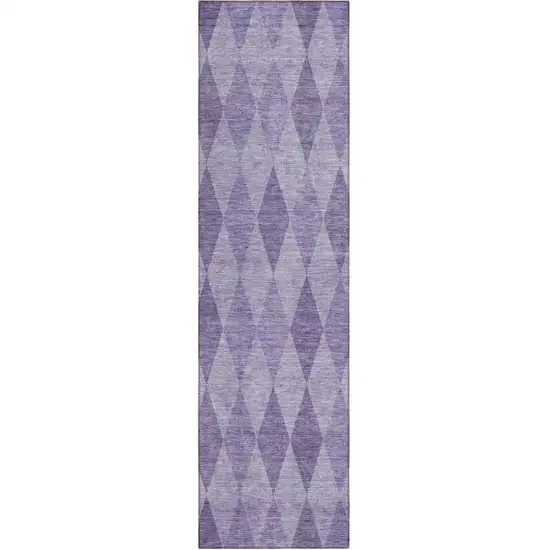 8' Runner Purple Geometric Washable Non Skid Indoor Outdoor Runner Rug Photo 2