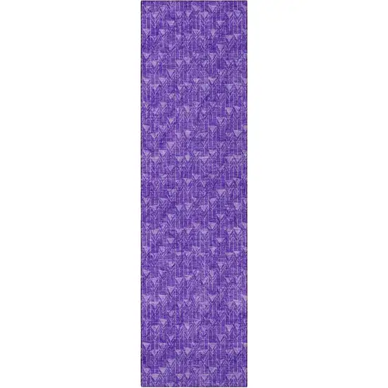 Purple Geometric Washable Non Skid Indoor Outdoor Runner Rug Photo 4