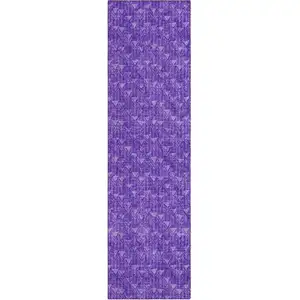 Photo of 8' Runner Purple Geometric Washable Non Skid Indoor Outdoor Runner Rug