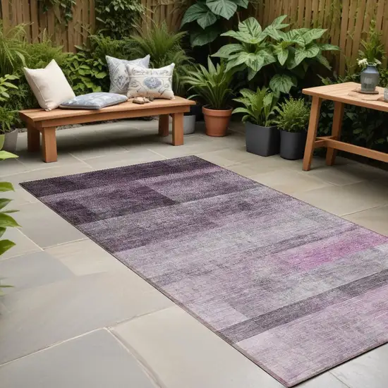 8' Runner Purple Ombre Washable Non Skid Indoor Outdoor Runner Rug Photo 1