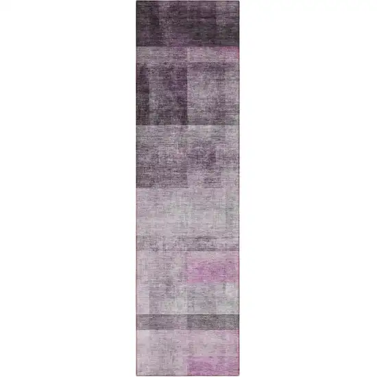 8' Runner Purple Ombre Washable Non Skid Indoor Outdoor Runner Rug Photo 2