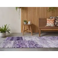 Photo of 8' Runner Purple Patchwork Washable Non Skid Indoor Outdoor Runner Rug