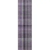 Photo of 8' Runner Purple Plaid Washable Non Skid Indoor Outdoor Runner Rug