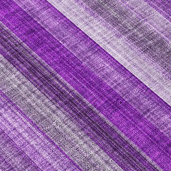 Purple Striped Washable Non Skid Indoor Outdoor Runner Rug Photo 7