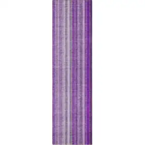 Photo of 8' Runner Purple Striped Washable Non Skid Indoor Outdoor Runner Rug