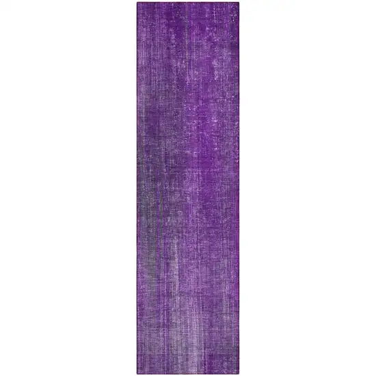 8' Runner Purple Striped Washable Non Skid Indoor Outdoor Runner Rug Photo 2