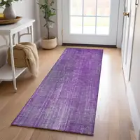 Photo of 8' Runner Purple Striped Washable Non Skid Indoor Outdoor Runner Rug