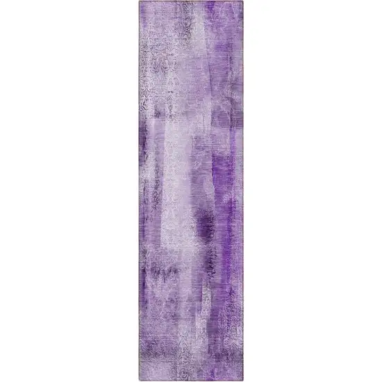 8' Runner Purple Washable Non Skid Indoor Outdoor Runner Rug Photo 5