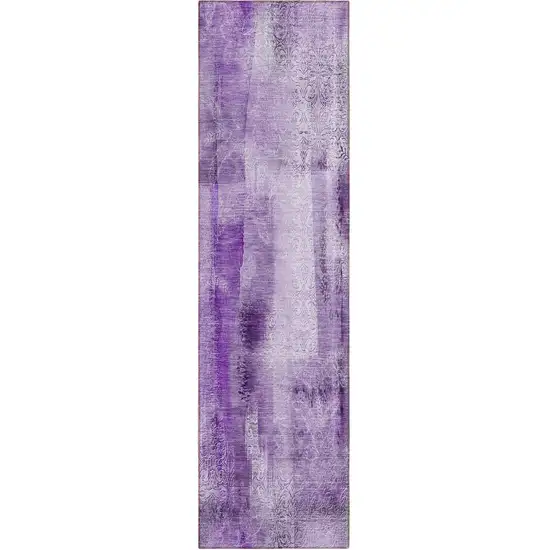 8' Runner Purple Washable Non Skid Indoor Outdoor Runner Rug Photo 2