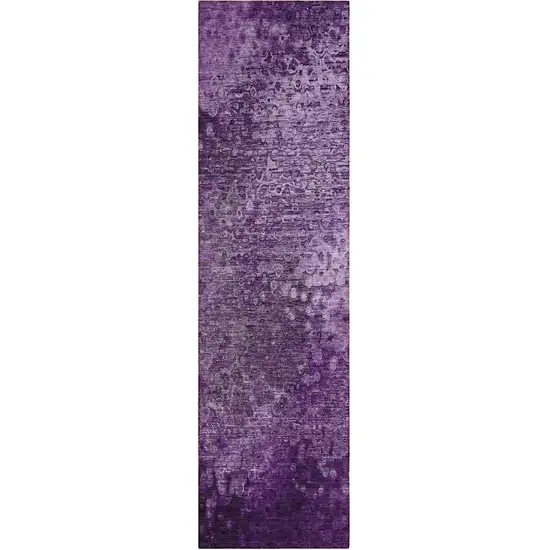 8' Runner Purple Washable Non Skid Indoor Outdoor Runner Rug Photo 2