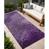 Photo of 8' Runner Purple Washable Non Skid Indoor Outdoor Runner Rug