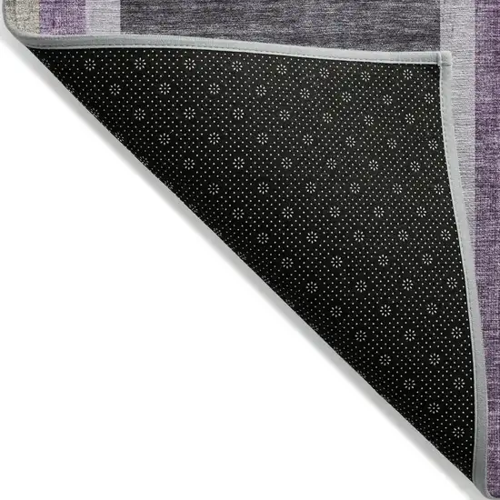 8' Runner Purple and Black Abstract Washable Non Skid Indoor Outdoor Runner Rug Photo 4