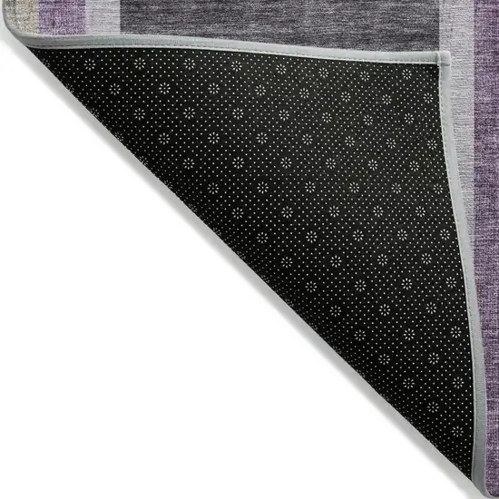 Purple and Black Abstract Washable Indoor Outdoor Runner Rug Photo 4