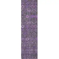 Photo of 8' Runner Purple and Green Floral Washable Non Skid Indoor Outdoor Runner Rug