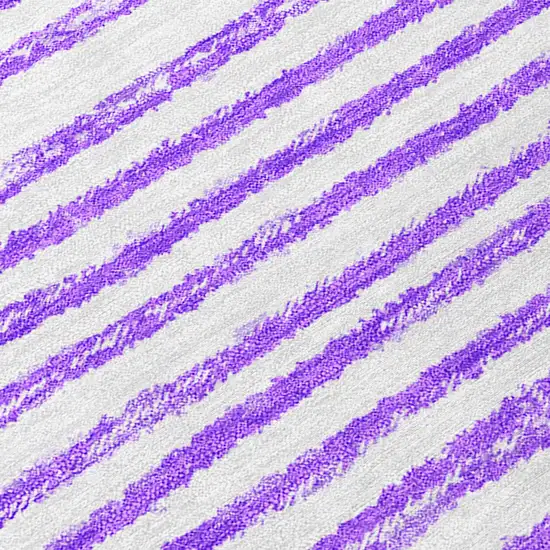 8' Runner Purple and White Abstract Washable Non Skid Indoor Outdoor Runner Rug Photo 8