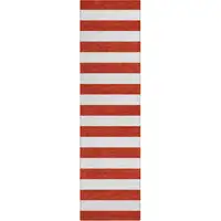 Photo of 8' Runner Red and White Striped Washable Non Skid Indoor Outdoor Runner Rug