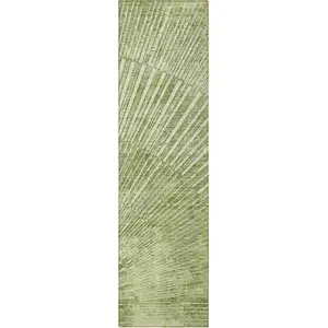 Photo of 8' Runner Sage Abstract Washable Non Skid Indoor Outdoor Runner Rug