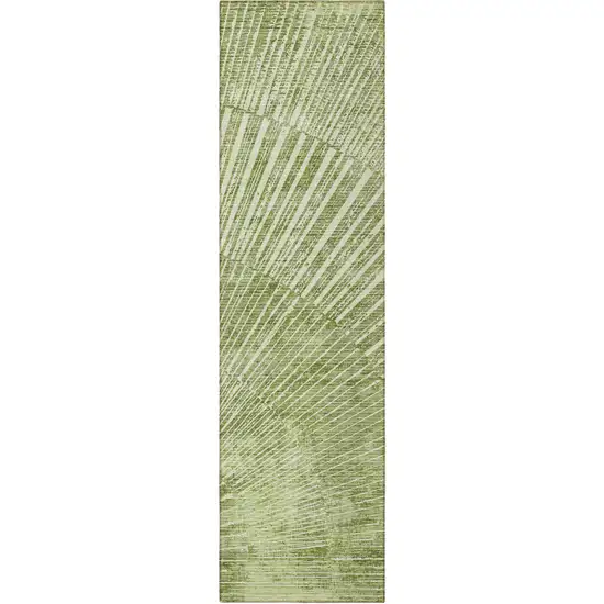 8' Runner Sage Abstract Washable Non Skid Indoor Outdoor Runner Rug Photo 4