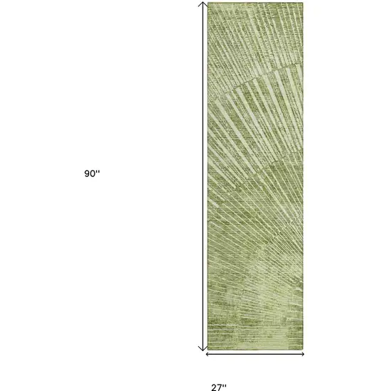 8' Runner Sage Abstract Washable Non Skid Indoor Outdoor Runner Rug Photo 3