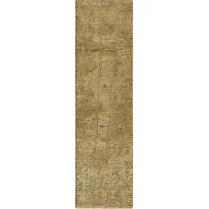 Photo of 8' Runner Tan Abstract Washable Non Skid Indoor Outdoor Runner Rug