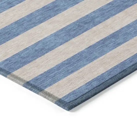 Tan Striped Washable Non Skid Indoor Outdoor Runner Rug Photo 7