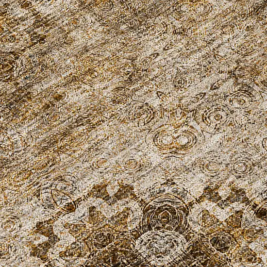 8' Runner Taupe Floral Medallion Washable Non Skid Indoor Outdoor Runner Rug Photo 9