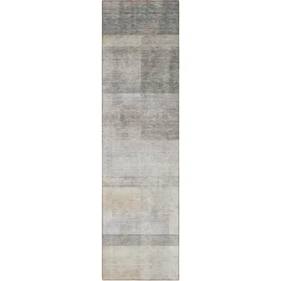 8' Runner Taupe Ombre Washable Non Skid Indoor Outdoor Runner Rug Photo 5