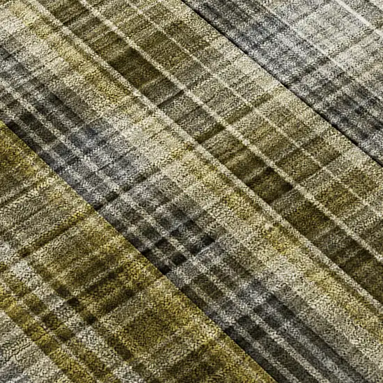 8' Runner Taupe Plaid Washable Non Skid Indoor Outdoor Runner Rug Photo 9