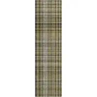 Photo of 8' Runner Taupe Plaid Washable Non Skid Indoor Outdoor Runner Rug