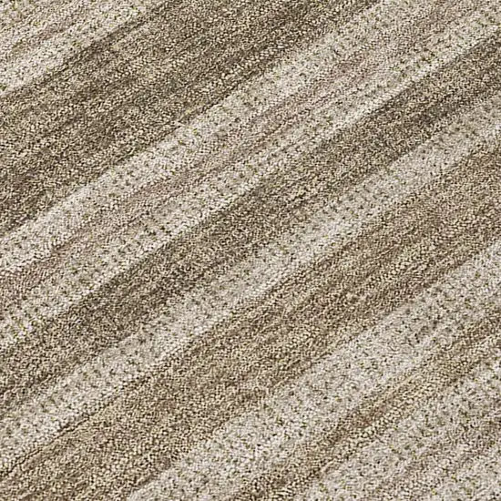 8' Runner Taupe Striped Washable Non Skid Indoor Outdoor Runner Rug Photo 9