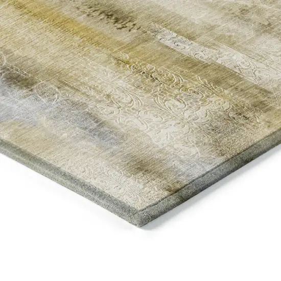 8' Runner Taupe Washable Non Skid Indoor Outdoor Runner Rug Photo 7