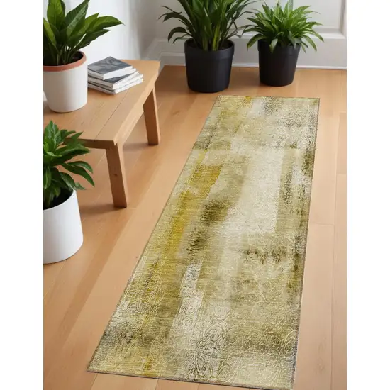 8' Runner Taupe Washable Non Skid Indoor Outdoor Runner Rug Photo 1