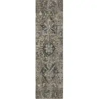 Photo of 8' Runner Taupe and Dark Taupe Oriental Washable Non Skid Indoor Outdoor Runner Rug