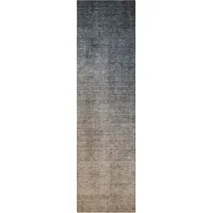 Photo of 8' Runner Taupe and Gray Ombre Washable Non Skid Indoor Outdoor Runner Rug