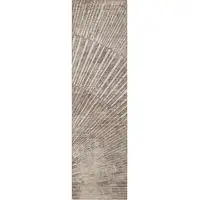 Photo of 8' Runner Taupe and Ivory Abstract Washable Non Skid Indoor Outdoor Runner Rug